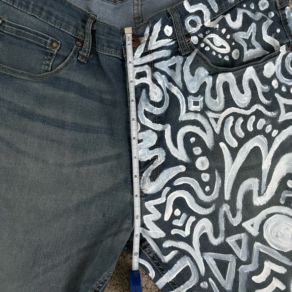 Trippy Hand Painted Abstract Pattern Jeans - Picture 8 of 10